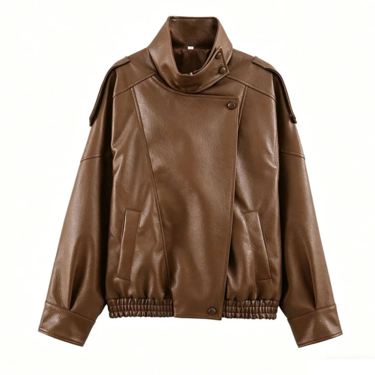 Turtleneck Button Pocket Loose Jacket
