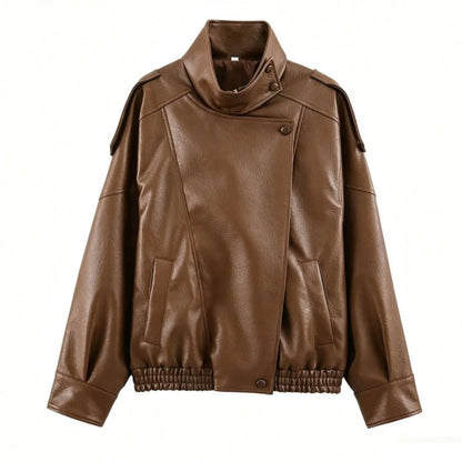 Turtleneck Button Pocket Loose Jacket