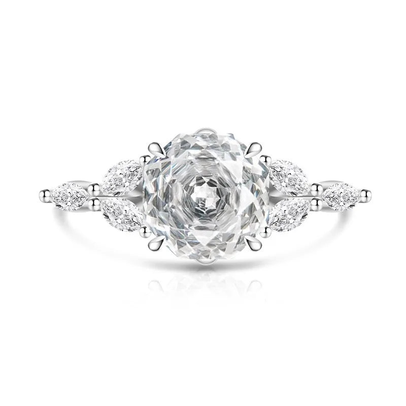 925 Sterling Silver Rose Cut Flower Branch Ring for Women