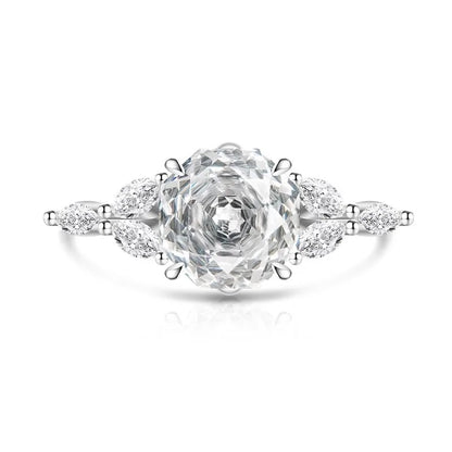 925 Sterling Silver Rose Cut Flower Branch Ring for Women
