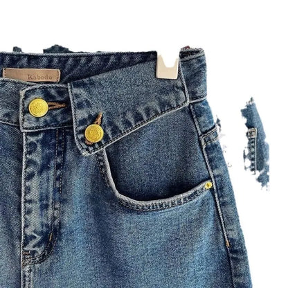 High Waist Straight Leg Denim Shorts