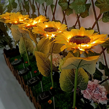 Solar LED Sunflower Garden Stake Lights for Outdoor Landscape Decor