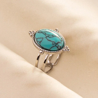 Bohemian Turquoise Gemstone Adjustable Ring for Women