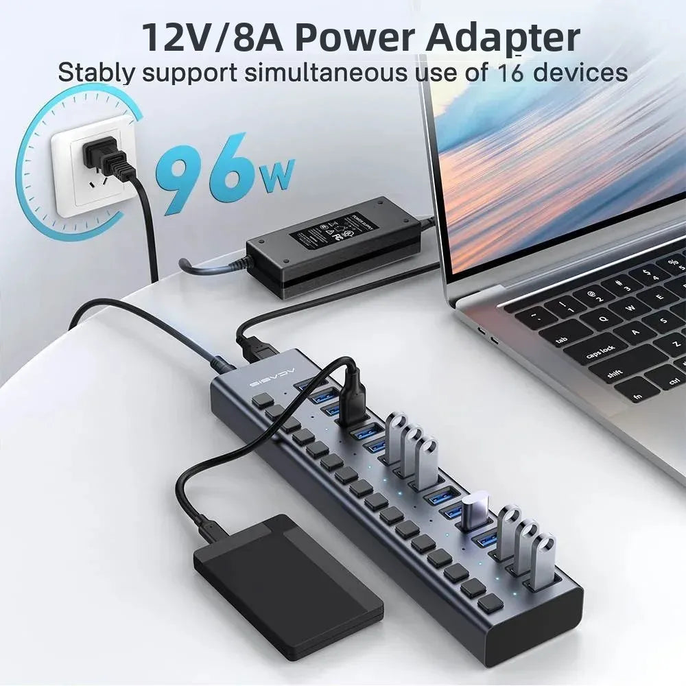 10Gbps Multi-Port USB Hub with Individual Switches