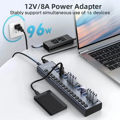 10Gbps Multi-Port USB Hub with Individual Switches