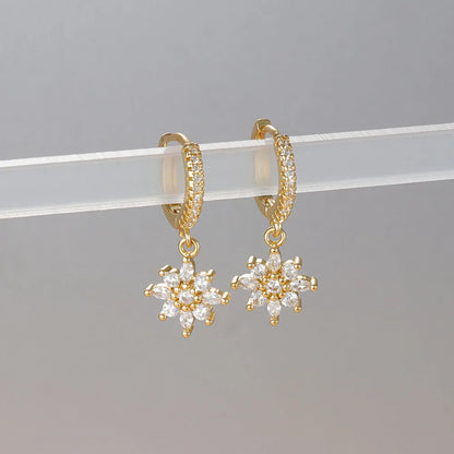 Luxury Stainless Steel Star Dangle Earrings with Sparkling Zircon