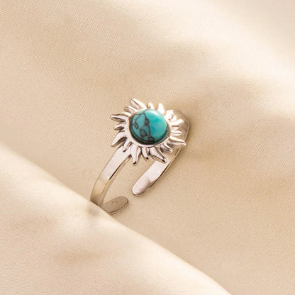 Bohemian Turquoise Gemstone Adjustable Ring for Women