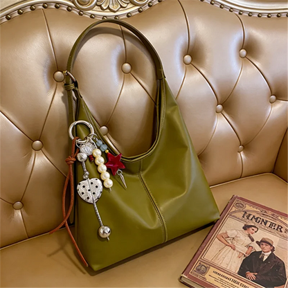 Elegant Shoulder Underarm Bags with Pendant Solid Color Synthetic Leather Handbags for Women Everyday Travel  Shopping, Parties