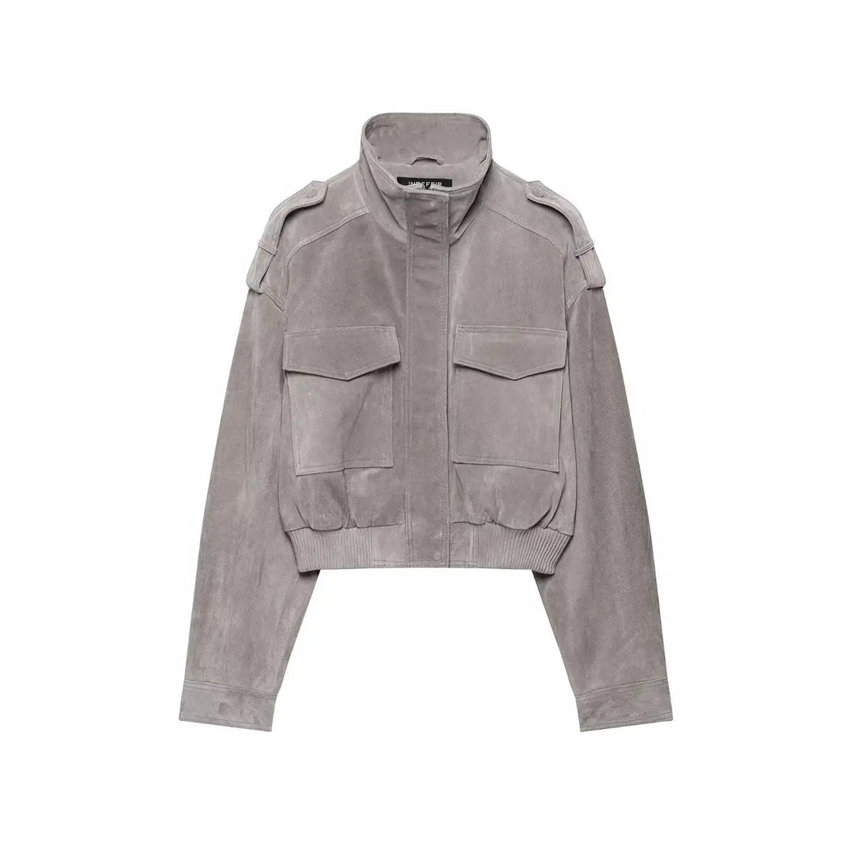 Faux Suede Short Zip-Up Jacket