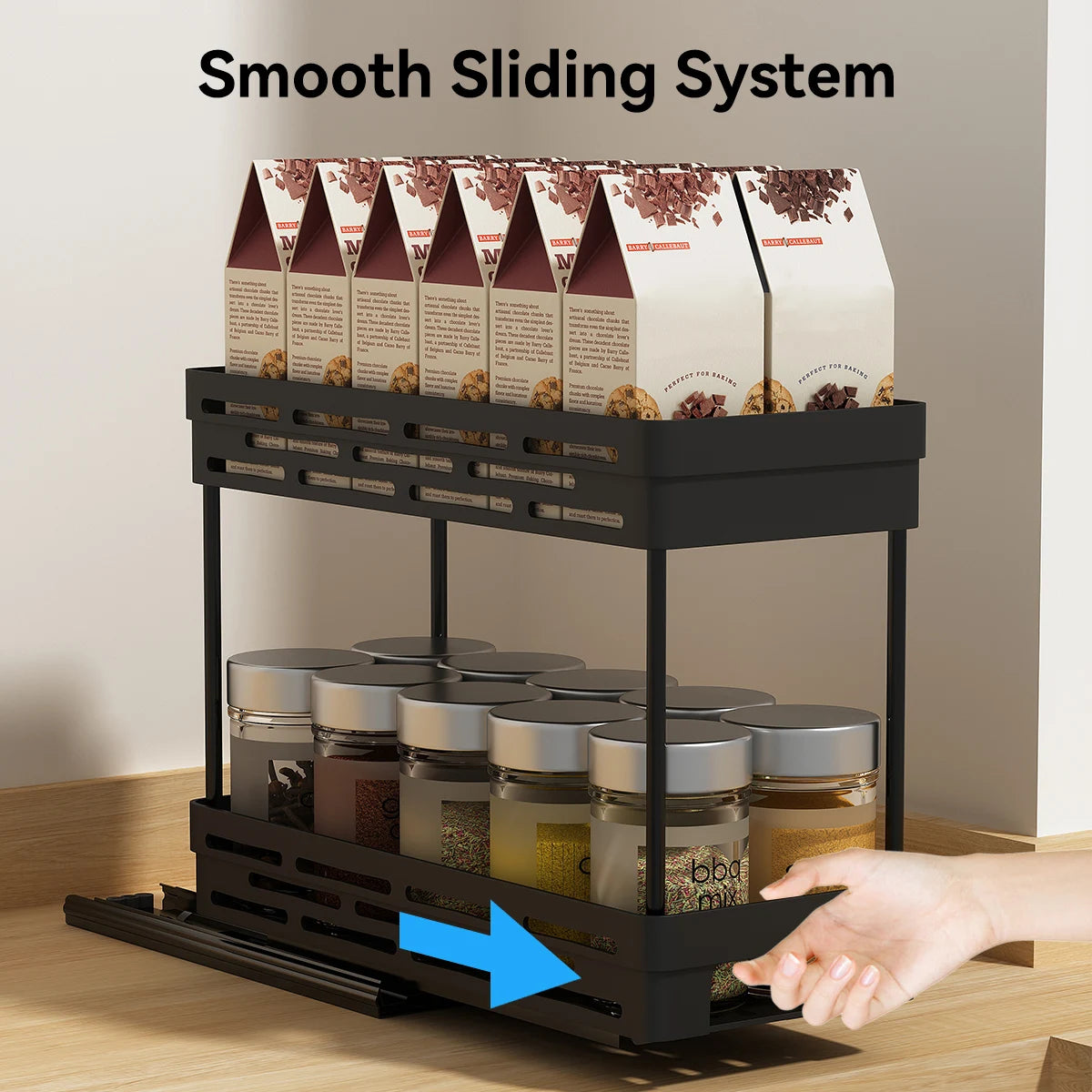 2-Tier Pull-Out Spice Rack Organizer