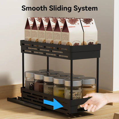 2-Tier Pull-Out Spice Rack Organizer