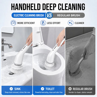 Cordless Electric Spin Scrubber with 8 Brush Heads