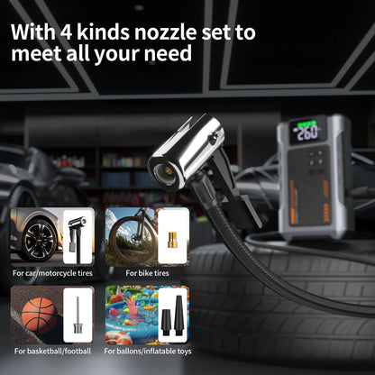3000A Portable Car Jump Starter with 150 PSI Air Compressor for 7.5L Gas & 6.5L Diesel Engines