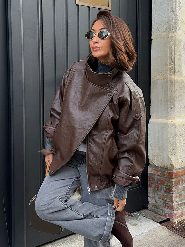 Turtleneck Button Pocket Loose Jacket