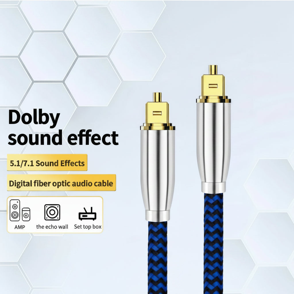 Digital Optical Toslink SPDIF Audio Cable for Soundbar, HiFi, Blu-ray & 7.1 Surround Sound