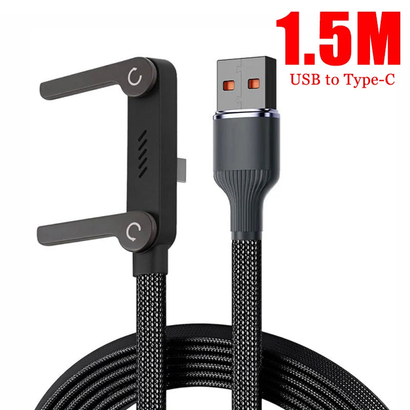 240W 2-in-1 USB to USB-C Fast Charging Cable with Foldable Stand
