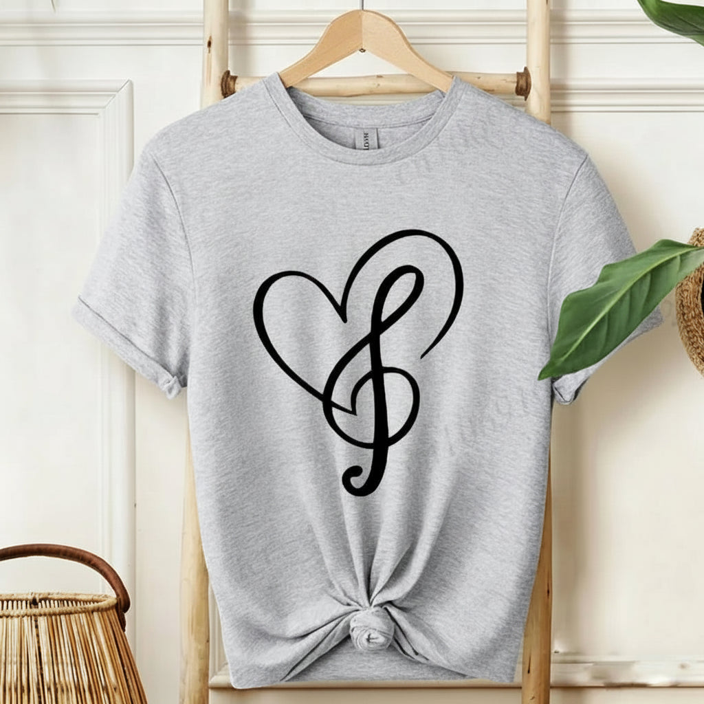 Minimalist Music Note Heart Print T-Shirt