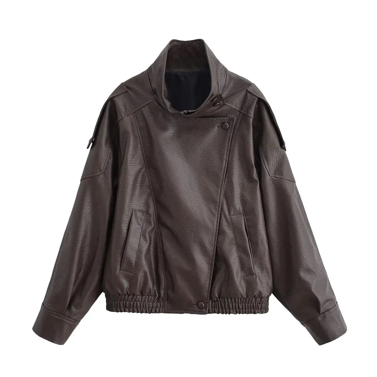 Turtleneck Button Pocket Loose Jacket