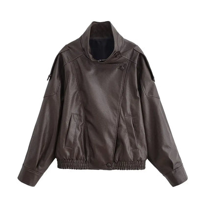 Turtleneck Button Pocket Loose Jacket