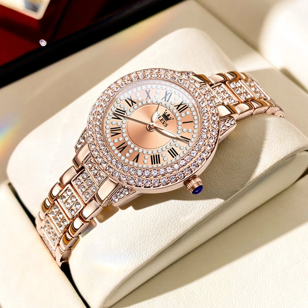 Luxury Roman Dial Quartz Diamond Watch