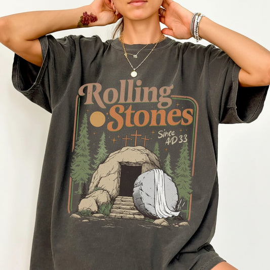 Fashionable Rolling Stone Graphic Print Short Sleeve T-Shirt