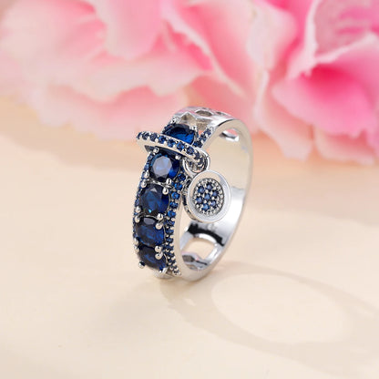 Vintage Gold Tone Royal Blue Stone Statement Ring for Women