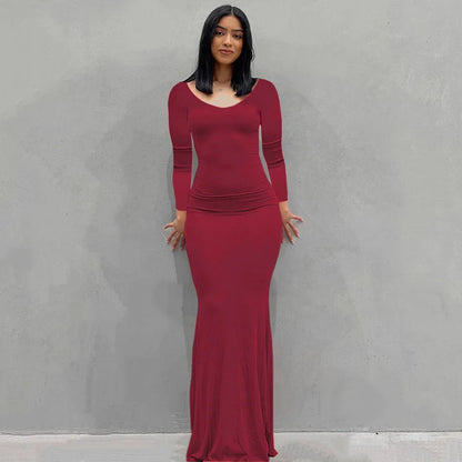 Sleeveless Spaghetti Strap Bodycon Trumpet Maxi Dress