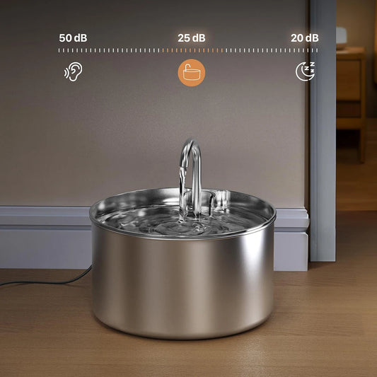 2.2L Stainless Steel Cat & Dog Water Fountain