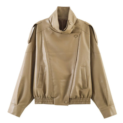Turtleneck Button Pocket Loose Jacket