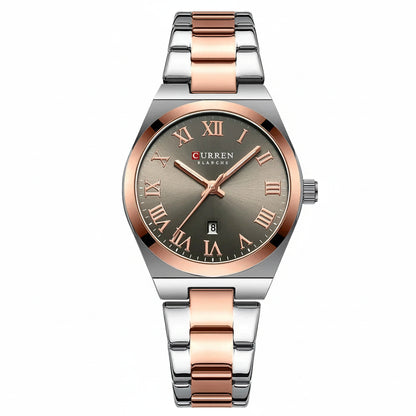Luxury Stainless Steel Analog Quartz Wrist Watch with Date Display & Water Resistance