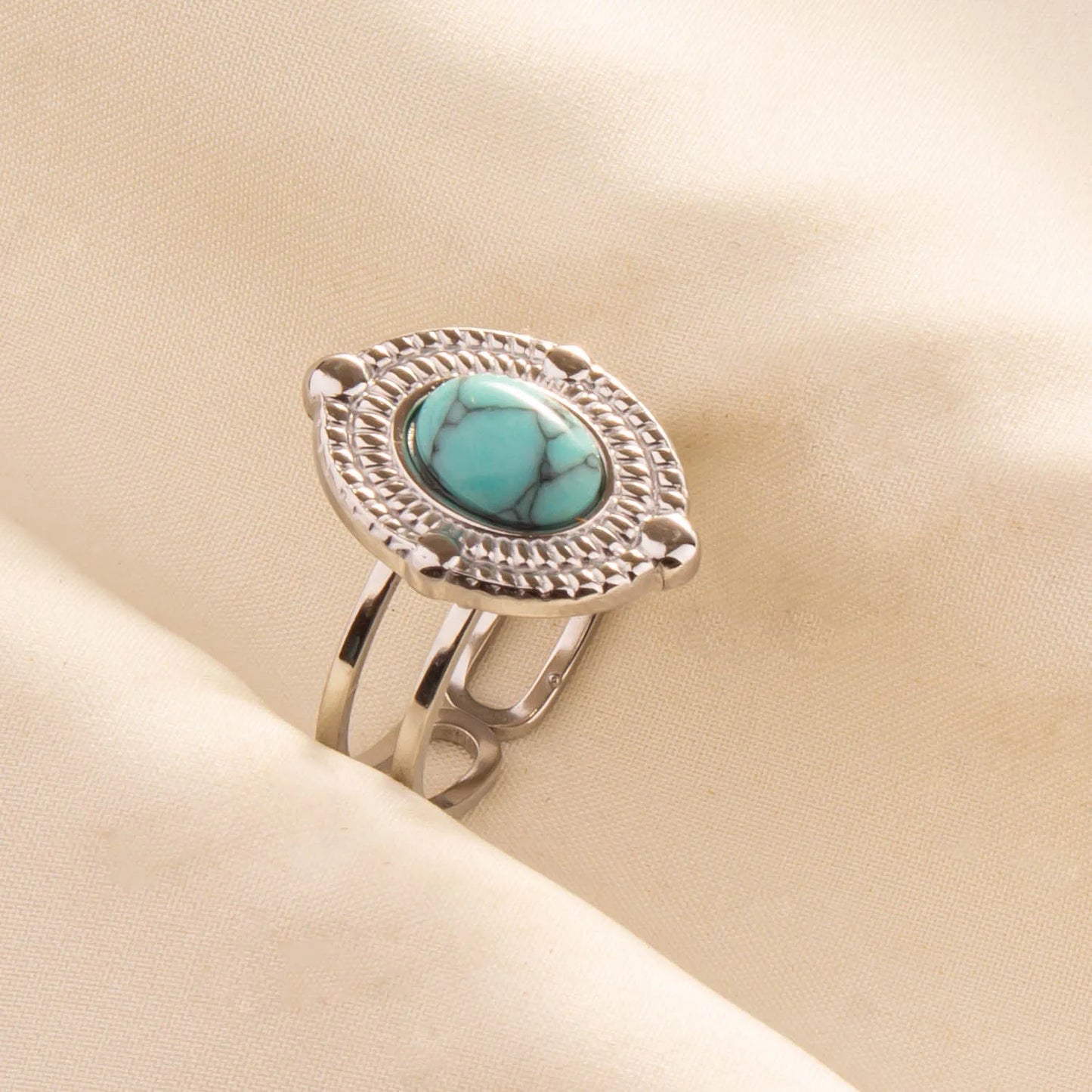 Bohemian Turquoise Gemstone Adjustable Ring for Women