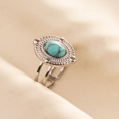 Bohemian Turquoise Gemstone Adjustable Ring for Women