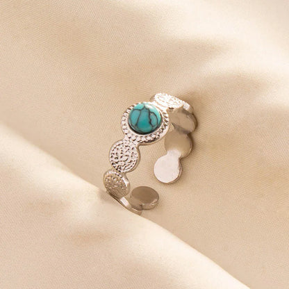 Bohemian Turquoise Gemstone Adjustable Ring for Women