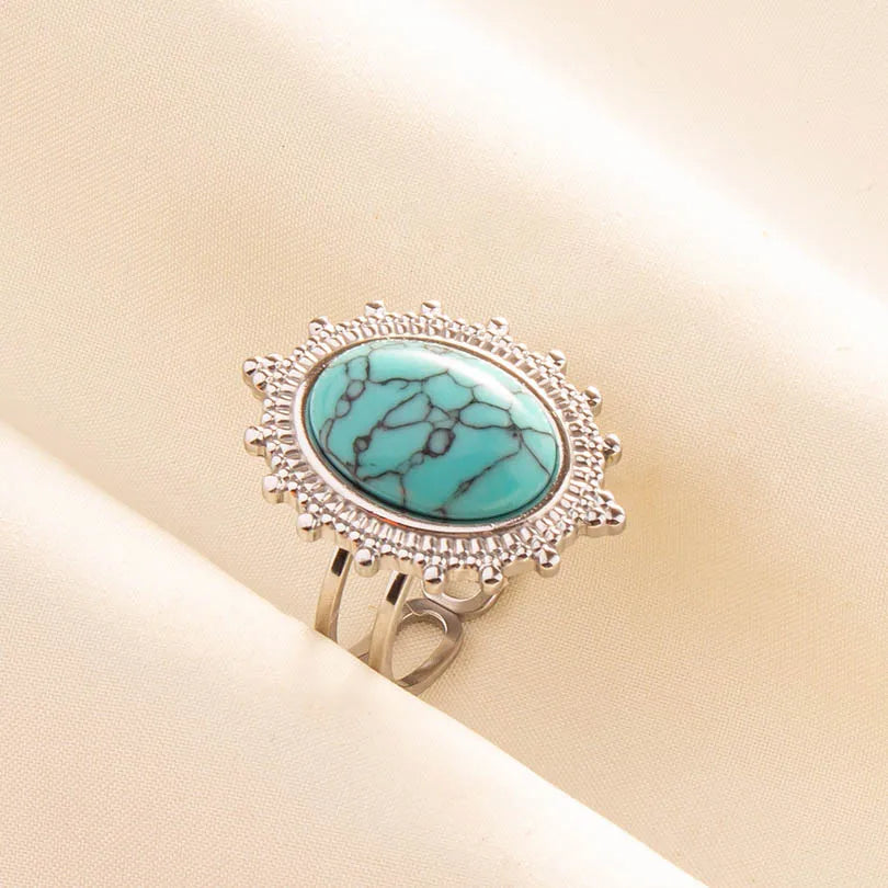 Bohemian Turquoise Gemstone Adjustable Ring for Women