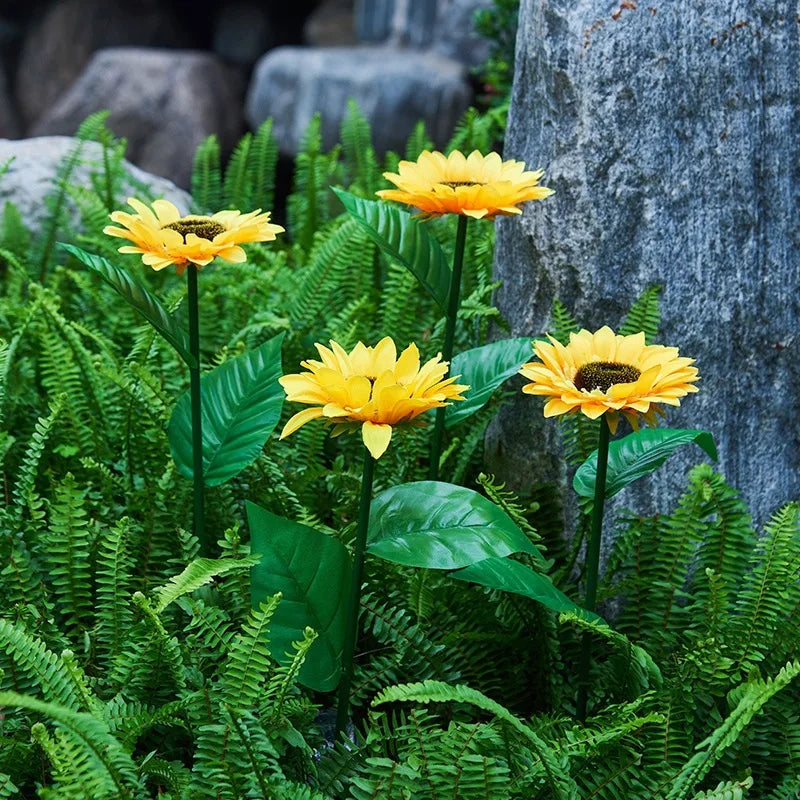 Solar LED Sunflower Garden Stake Lights for Outdoor Landscape Decor