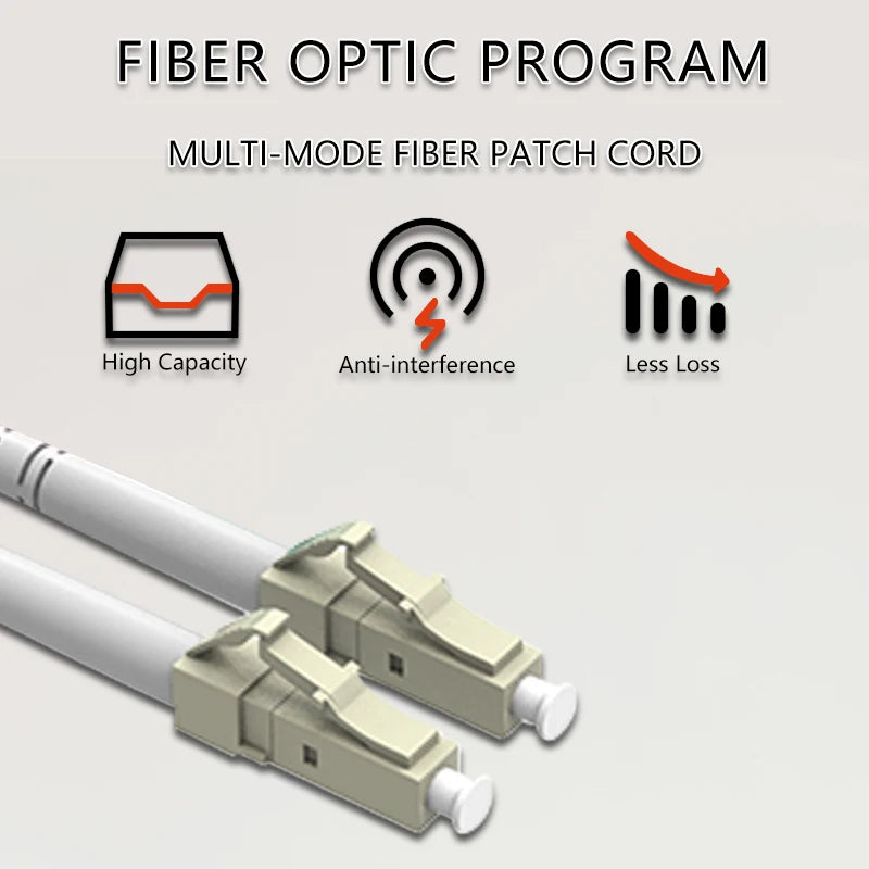 10G OM3 Multimode Fiber Optic Patch Cord LC UPC Duplex Cable for High-Speed Network Connections