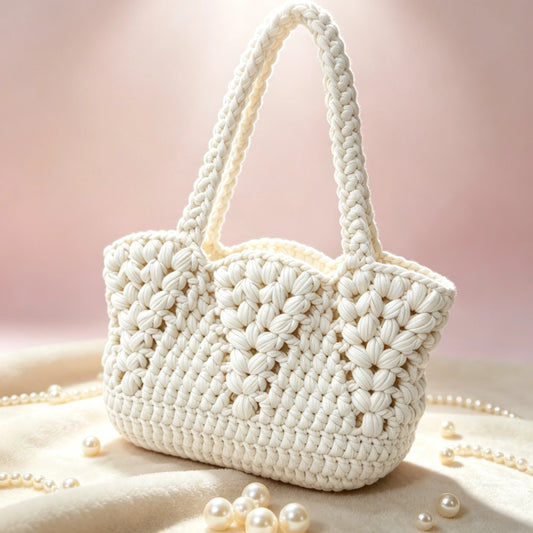 Women's Handbag, Purely Handmade Woven Bag, Niche High-End Handmade Crochet Wooden Handbag, Vintage Fan-Shaped Hollow Woven Underarm Bag, Holiday Style Large-Capacity Shoulder and Crossbody Bag, Gentle Forest-Style Design wit