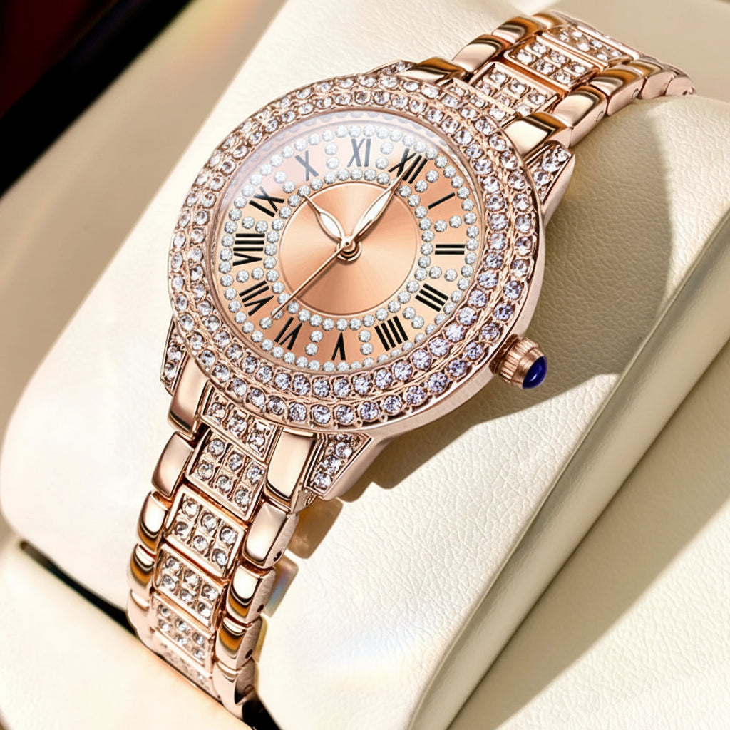 Luxury Roman Dial Quartz Diamond Watch