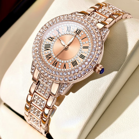 Luxury Roman Dial Quartz Diamond Watch
