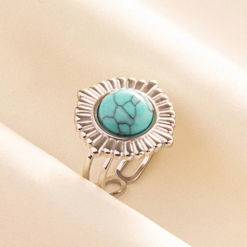 Bohemian Turquoise Gemstone Adjustable Ring for Women