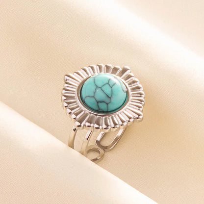 Bohemian Turquoise Gemstone Adjustable Ring for Women