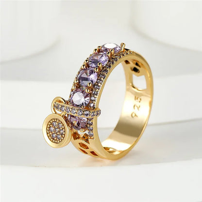 Vintage Gold Tone Royal Blue Stone Statement Ring for Women