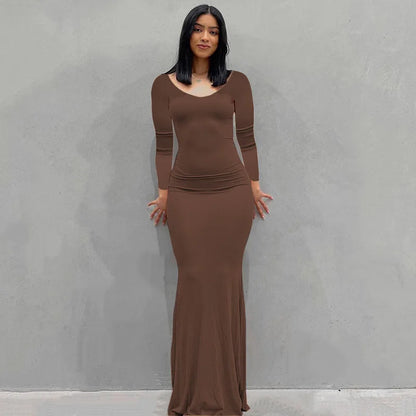 Sleeveless Spaghetti Strap Bodycon Trumpet Maxi Dress