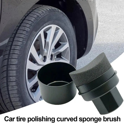 Curved Tire Wax Applicator Sponge with Lid for Tire Dressing & Detailing