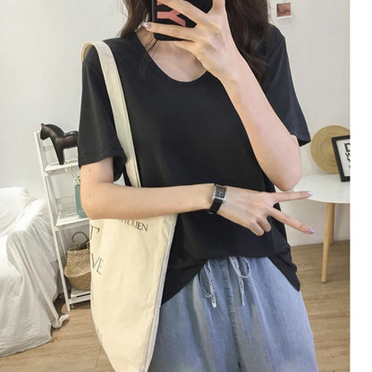 Solid Color Cotton Short Sleeve T-Shirt