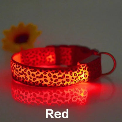 Leopard Print LED Safety Dog Collar