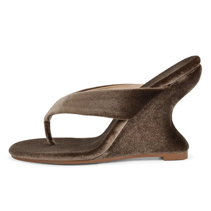Open Toe Slip-On Wedge Mule Sandals