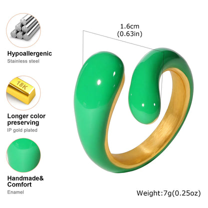 Chunky Open Twist Blue Enamel Statement Ring for Women