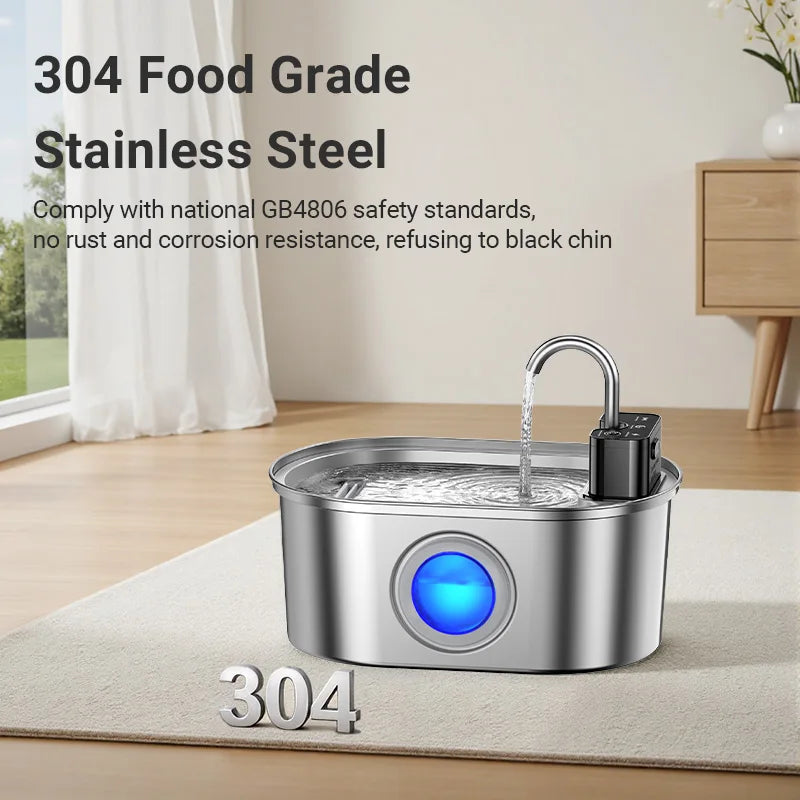 3.2L Wireless Smart Stainless Steel Pet Water Fountain