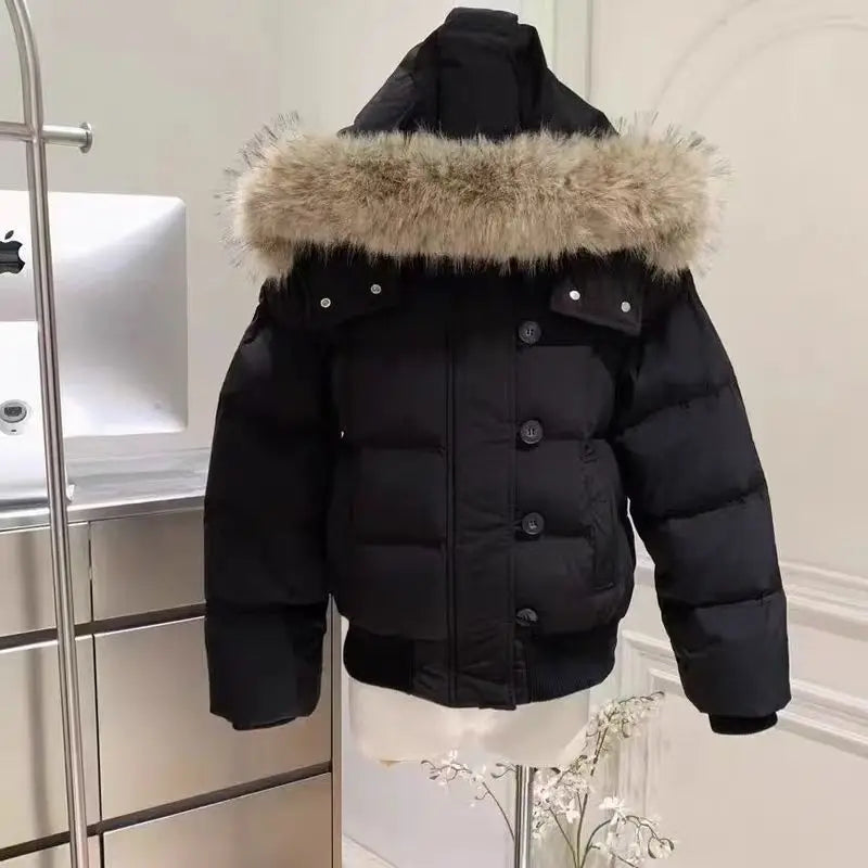 Hooded Fur Collar Warm Jacket